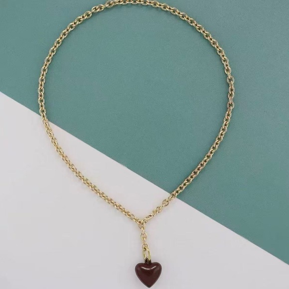 Roxanne Assoulin The Mini Puffy Heart Charm Necklace chocolate